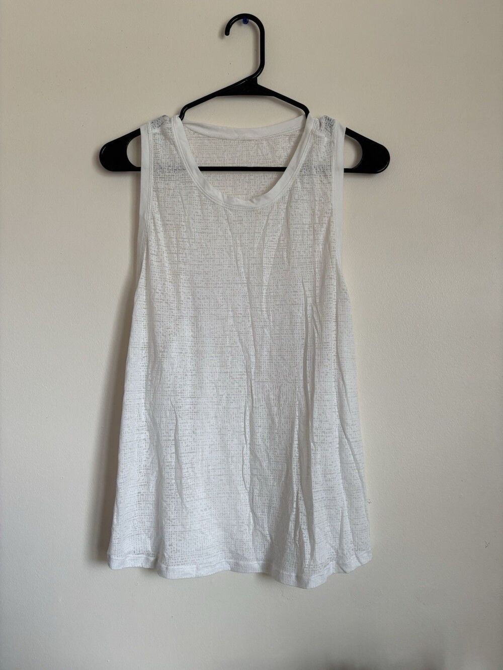 Lululemon Salutation to Savasana Tank White Burnout Mesh Sz 4 Read Measurements